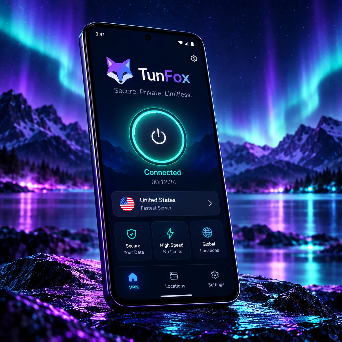 Интерфейс приложения TunFox для Android