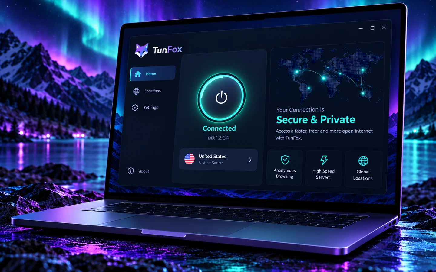 Интерфейс приложения TunFox для Windows